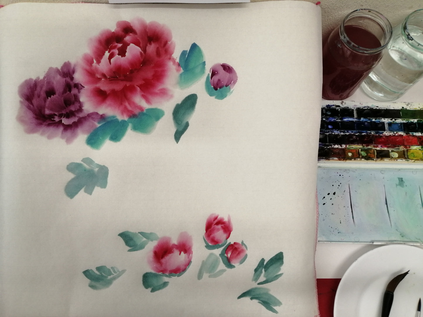 Peonies, bees and butterflies