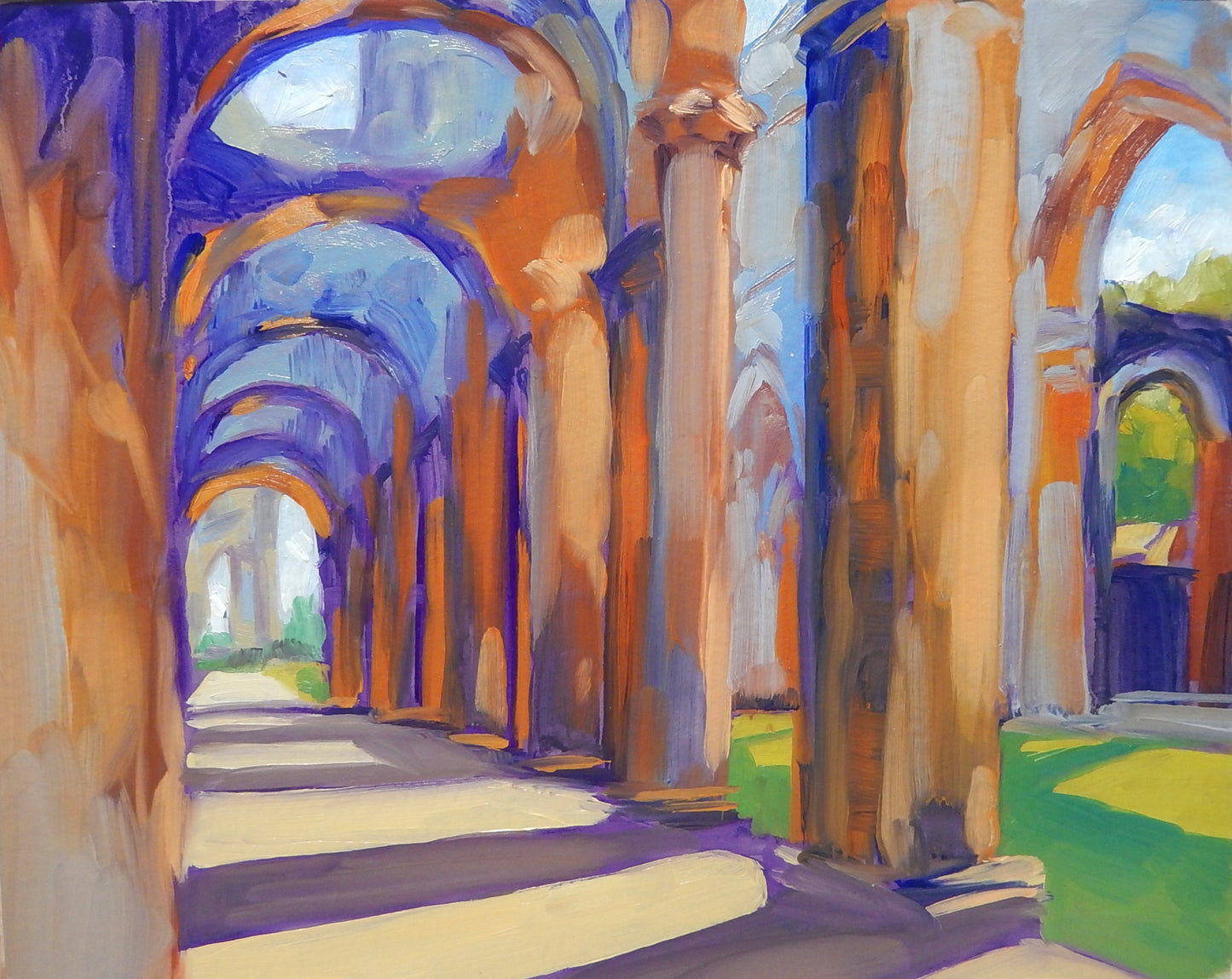 Silver Abbey Light, Fountains Abbey, oil