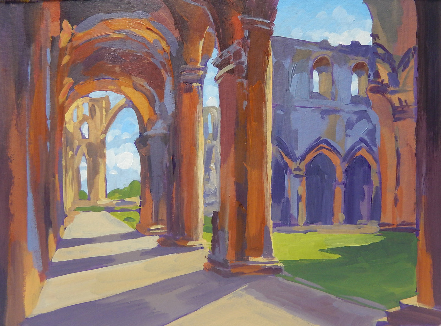 The Quiet Nave, Fountains Abbey, acrylic