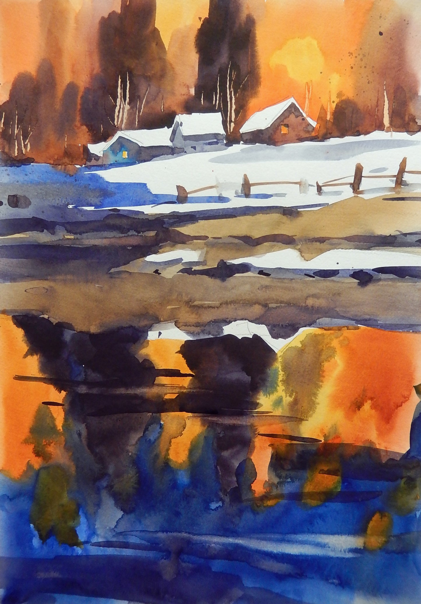 Winter Reflections - Large sketch (Version 2), inspired by Frank Francese