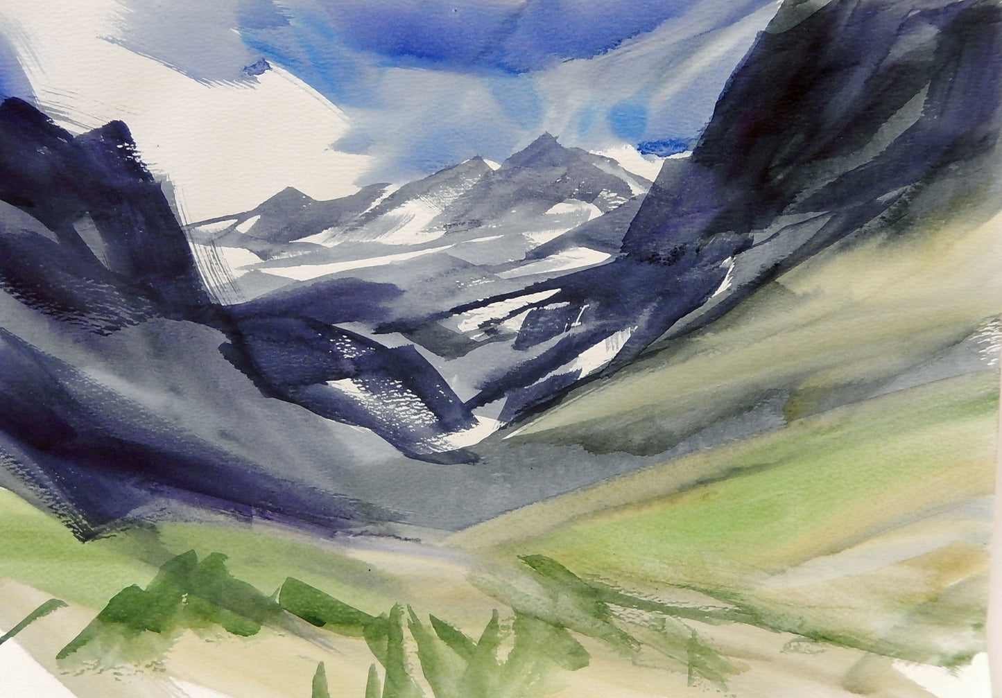 Southern Alps, Sketch, New Zealand