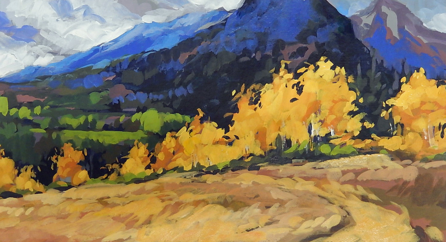 Birch trees and Blue mountains