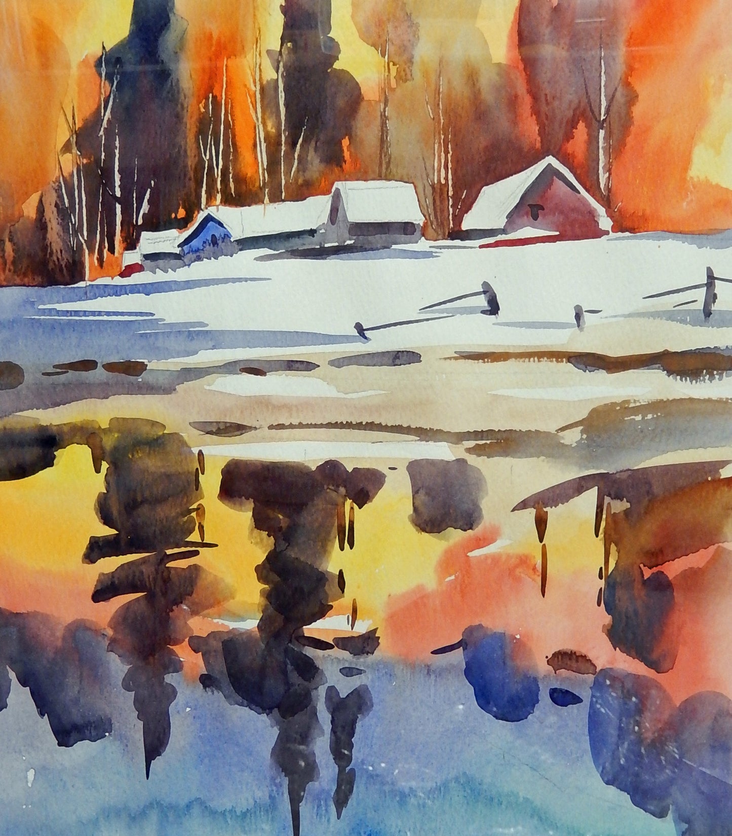 Winter Reflections - Large Sketch (Version 1, Framed), inspired by Frank Francese