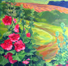Sunlight Wild Hollyhocks (greeting card)